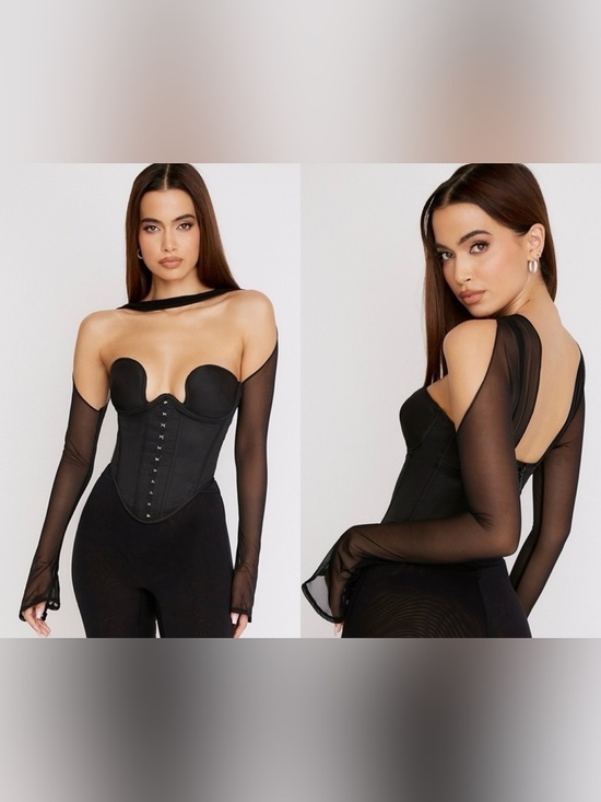 House of CB Tops - NWT House of CB “Mina” Black Corset Top size XS with Plus Cup